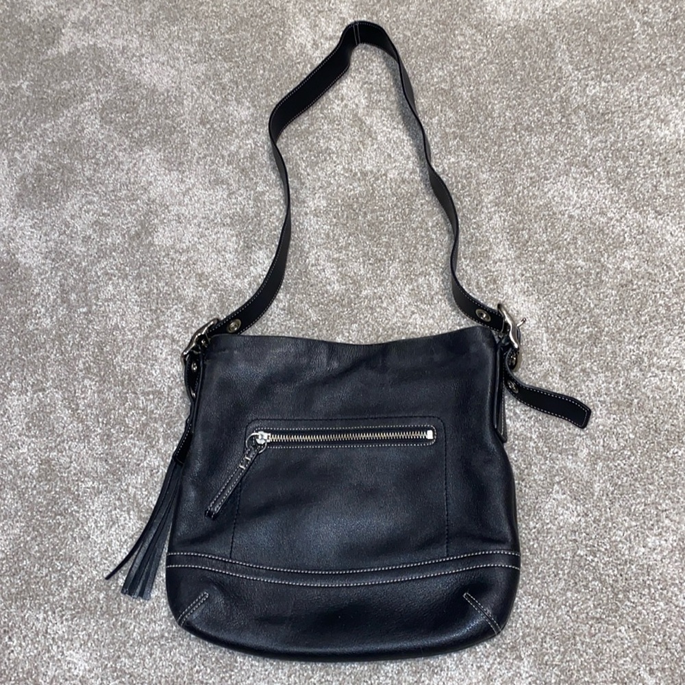 Vintage Coach 1415 Black‎ Leather Legacy Slim Tassel Purse